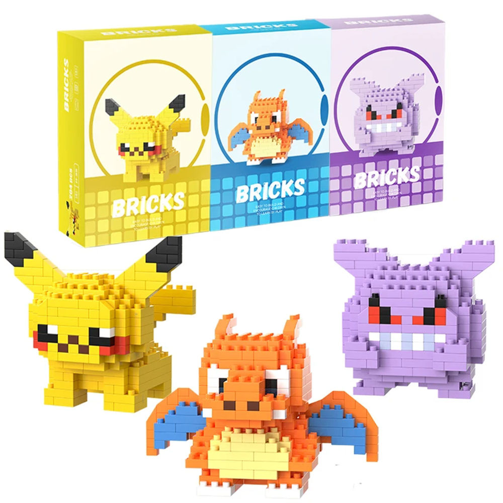 Building Block Mini - Мини-конструктор Покемон: Пикачу, Драгонайт, Генгар. Набор